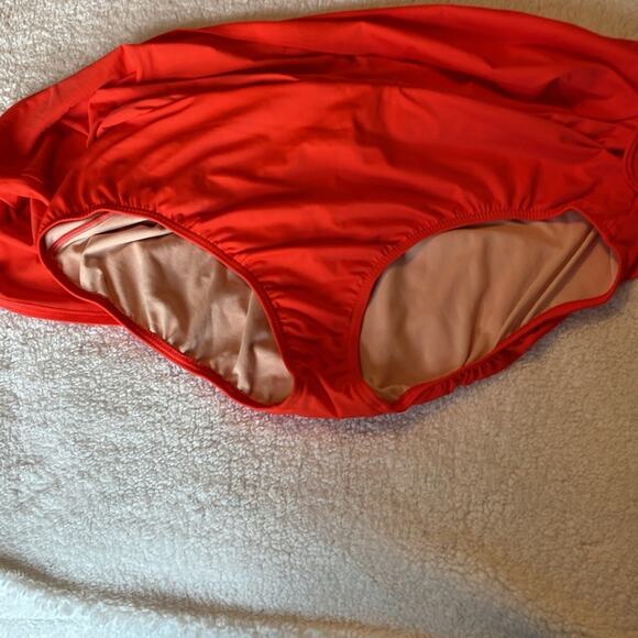 Lands End Tankini 2-piece Swim Suit 26W Orange Polka Dot - Picture 5 of 9